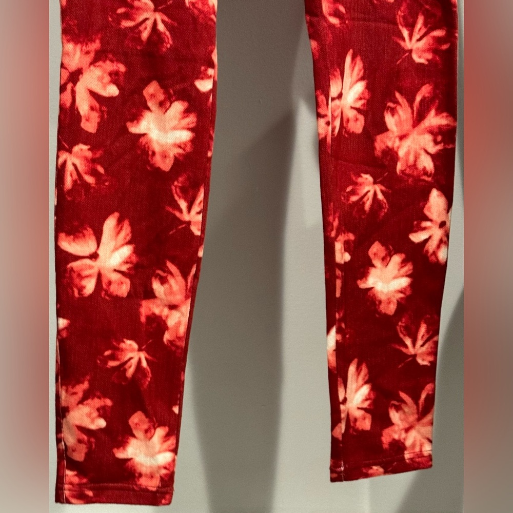 Simply Vera Vera Wang Burgundy Floral Chino Leggings Size M New With Tags - Picture 8 of 16